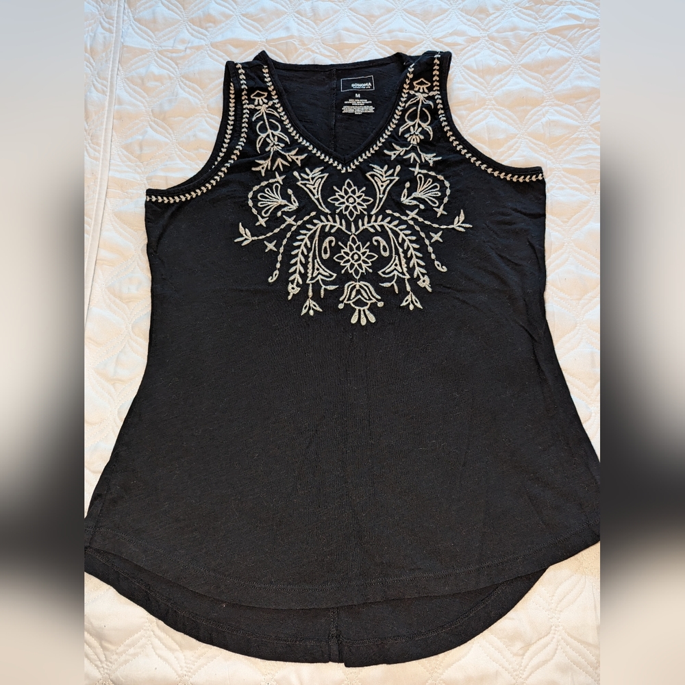 Sonoma Embroidered V-neck Top